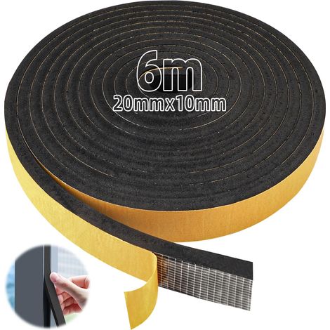 d étanchéité autocollante en caoutchouc mousse Pour porte fenêtre Anti collision Isolation acoustique 20x10mmx6m (1/5)