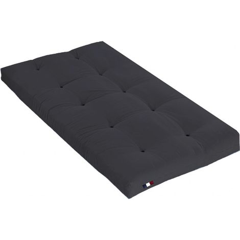 Matelas futon latex et fibres fabrication française Couleur Gris Anthracite 90 x 190 cm