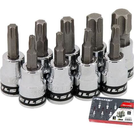 Neilsen 9pc Male Torx Bit Star Socket Set T20 -T60 Trx 3/8" Drive Sockets (1/2)