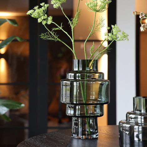 Vase Décoratif en Verre Soufflé Bouche Épais Wash Gris Kasai pour Table et Buffet - PANGIVO (1/5)
