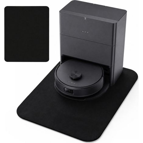 Tapis en silicone pour robot aspirateur et robot serpillère, 40 x 50 cm, balayeuse de 3,5 mm, imperméable, absorbant, aspect cuir, facile d'entretien et résistant à la saleté, protège les (1/5)