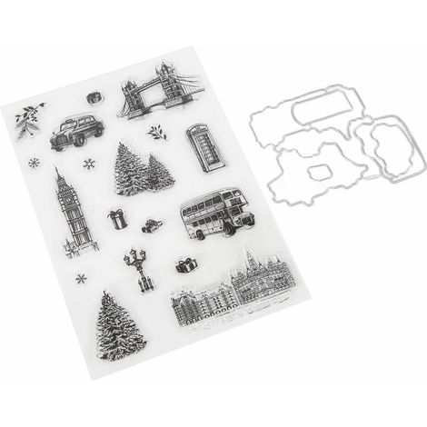 Tampon Transparent Réutilisable pour Scrapbooking et Album Photo - Motif de Noël avec Matrice de Découpe (1/5)