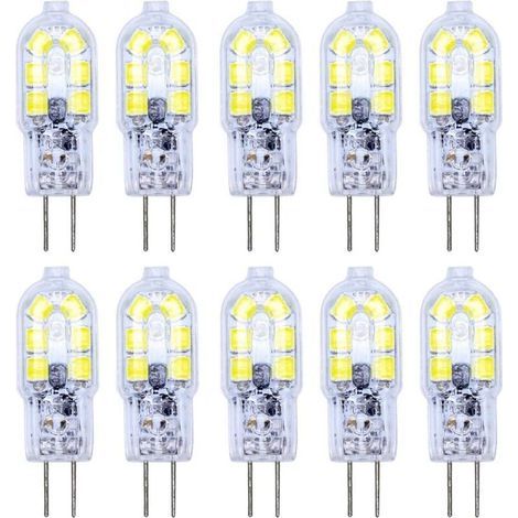 10 Pack G4 LED Bulb 2W LED Bulb 12 SMD 2835LEDs Cool White High Illumination 120LM LED Lighting AC/DC12V [Energy Class A+] (1/5)
