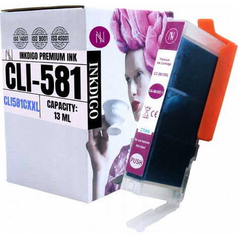 Inkdigo CLI581C Tinte kompatibel mit Canon Pixma TR7520, TS6150, TR8550, TR8620, TÜV-zertifiziert (1/5)