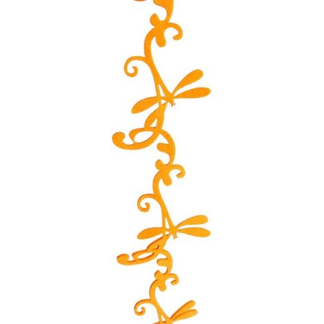 Guirnalda primaveral con libélulas y flores de fieltro, naranja, 98 cm (1/2)