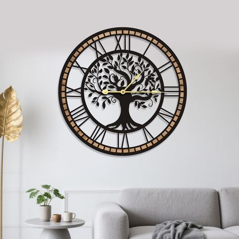 Horloges murales pour Le Salon - Horloge de l'arbre de Vie，Grande Horloge Murale silencieuse et sans tic-tac, idéale pour la décoration Murale, Le Salon et la Cuisine(40 cm) (1/5)