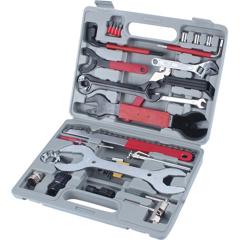 Kit 44 pièces Outils Multifonction Réparation Vélo, Pompe à Pneu VTT Route Crevaison, Set Maintenance Bicyclette (1/5)