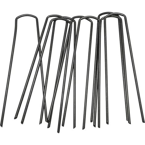 100 piquets anti-mauvaises herbes galvanisés en forme de U, robustes, pour gazon artificiel de jardin, 15 cm (6 pouces). (1/3)