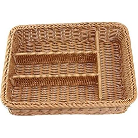 Panier à couverts en rotin - Panier de rangement pour - Tiroir de bureau (1/5)