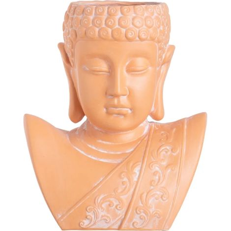 Cache pot Bouddha en céramique couleur terracotta (1/4)