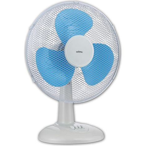 Ventilateur sur table 45W Ø40cm Oscillant Brasseur d'air 3 Vitesses Design Blanc & Bleu (1/4)