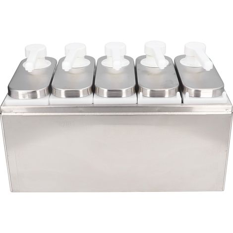 Distributeur de Sauce, pompe, salade, confiture, assaisonnement, condiments, récipient à presser avec Base pour cuisine, Restaurant, 5 pompes (1/5)