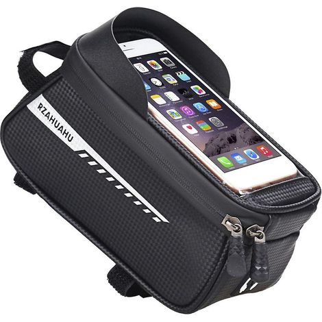 Support téléphone étanche pour vélo, sac de cadre avant avec pochette tactile, étui de guidon cycliste. (1/5)