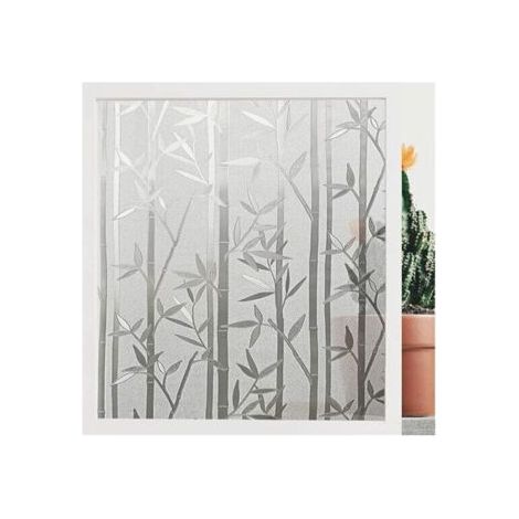 Film pour fenêtre, film électrostatique, antiadhésif, opaque, protection UV, convient pour la cuisine, le bureau, la décoration de la chambre, motif bambou 40 x 200 cm (1/4)