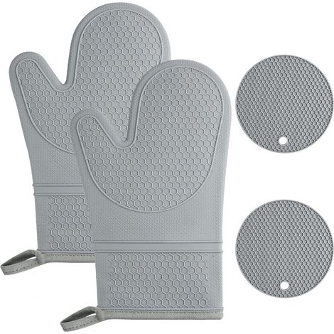 1 paire de gants de cuisine en silicone résistant à la chaleur, gants de barbecue imperméables antidérapants résistants à la chaleur jusqu'à 240 degrés (1/5)