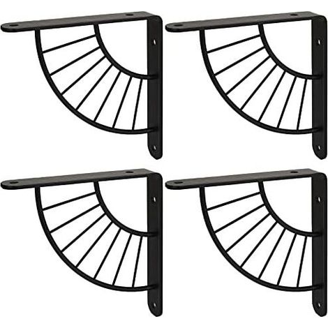 Lot de 4 équerres métalliques noires 150x150mm – Charge maximale 50kg – Fixation murale rapide sur béton et bois – Installation facile (1/5)