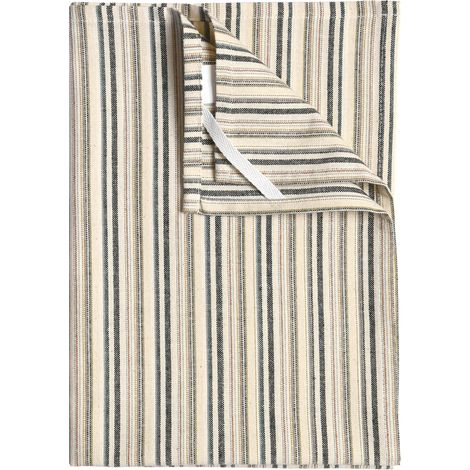 Torchon de cuisine rayures fines en coton Ecru 45x65 cm