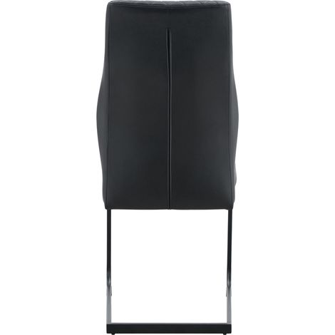 Ensemble table ronde en verre 85 cm avec 4 chaises noires en PU matelassé pour salle à manger (1/5)