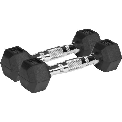 Mancuernas de hierro fundido recubiertas de goma HEX 2x1kg Juego hexagonal Rebel 2kg sólido (1/4)