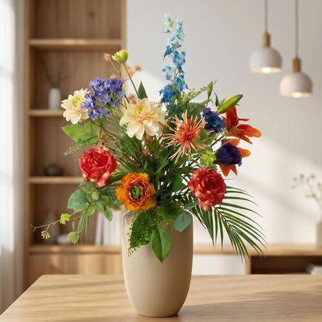 Bouquet Fleurs Artificielles Multicolore Effet Naturel Real Touch 70 cm 18 Tiges - PANGIVO (1/5)
