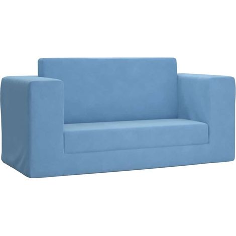 Maison Exclusive - Kinder-Schlafsofa 2-Sitzer Blau Weicher Plüsch