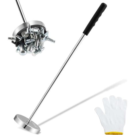 VEVOR Spazzatrice Magnetica Manuale Asta Lunghezza 635 mm Regolabile tra 210-845 mm, Scopa Magnetica per Pavimenti Forza Magnetica Max. 15,9kg Portatile, Raccoglitore Spazzatrice di Trucioli Metallici