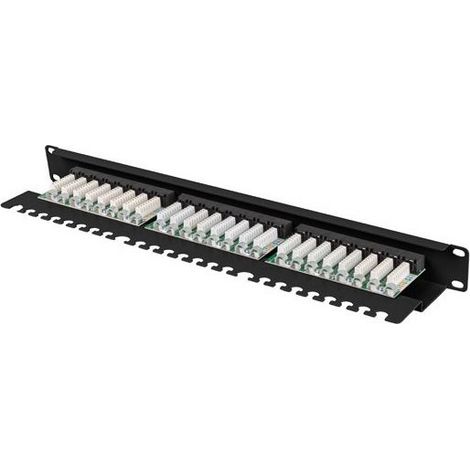 PATCH PANEL LANBERG 24 PUERTOS 1U 19 CAT.6 UTP CON ORGANIZADOR CABLES NEGRO