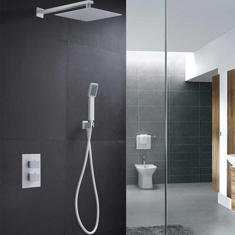 Barra De Ducha Acero Inox. Blanco Cuadrado Extraplano Serie Cies IMEX (1/3)