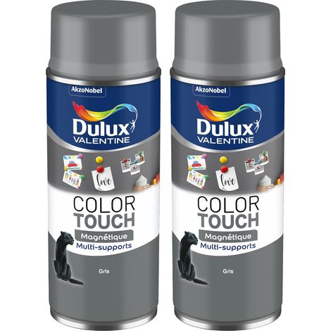 Lot de 2 - Peinture aérosol Color Touch Multi-Supports - Magnétique Gris Mat 400 ml - Dulux Valentine