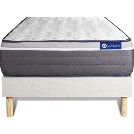 Somier blanco + Colchón con látex y espuma viscoelástica 80 x 190
