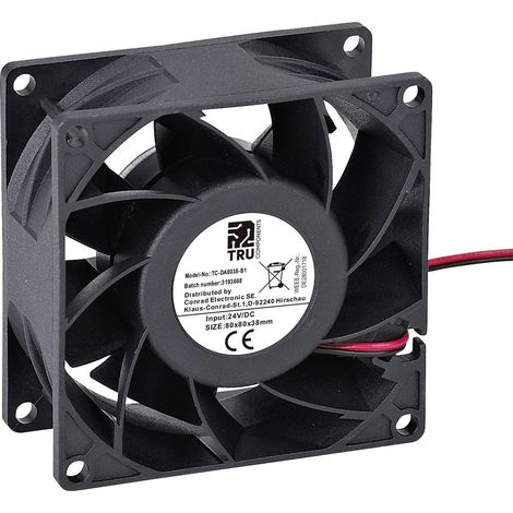 TRU COMPONENTS TC-DA8038-B1 Ventola assiale 24 V/DC 110 m³/h (L x L x A) 80 x 80 x 38 mm