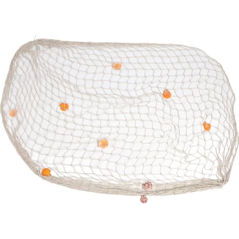 Filet de pêche décoratif en coton, à suspendre au mur, avec coquillages, idéal pour un cadre photo, une fête d'anniversaire sur le thème de la plage ou de la mer, beige. (1/5)
