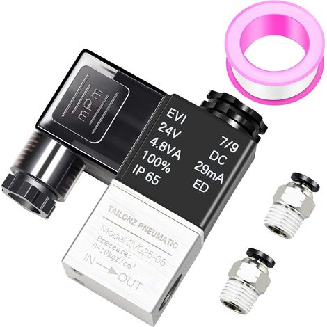 électrovanne à air normalement fermée 1/4" BSP 24V 2 voies 2v025-08 (1/5)