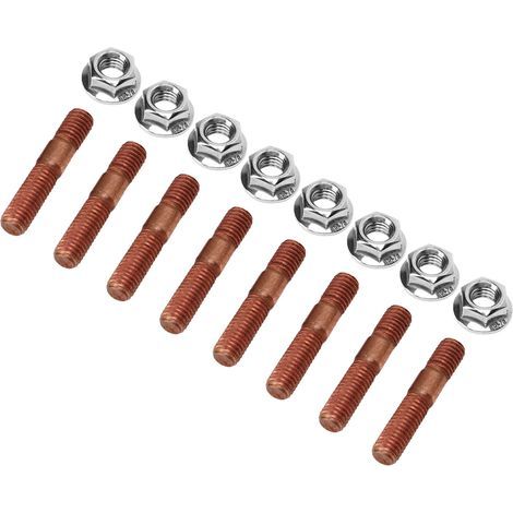 Satz mit 8 M8 1,25 Turbo-Stehbolzen – Hochdruckbeständige Abgaskrümmerschrauben und -muttern