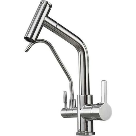 3 Way Kitchen Faucet Brass Pull Out Spray Purified Hot Cold Water Multifunction (1/4)