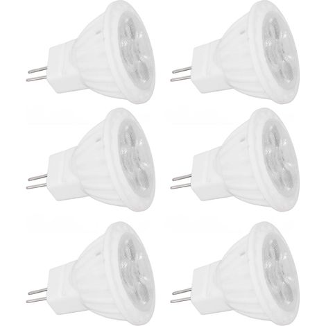 Lot de 6 spots LED à luminosité variable MR11, 360 lm, culot GU4 en céramique, 110 V, 4 W, lumière chaude 3000 K, pour éclairage paysager d'extérieur. (1/5)