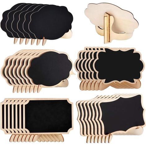 30PCS Mini Tableau Ardoise, Mini Tableau Noirs avec Support, Mini Tableau Bois Rectangulaire avec Chevalet pour L'école, Mariage et Fête (1/5)