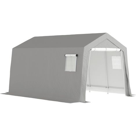 Abri de rangement avec Satteldach wasserdicht Gerätezelt avec porteen, fenêtres 300x447x255 cm, Hellgrau