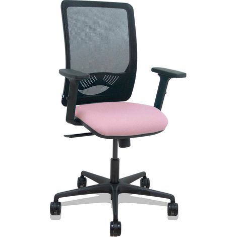 Sedia Zulema synchro in rete nera seduta nera braccioli rosa bali 2D ruote 65 mm (1/2)