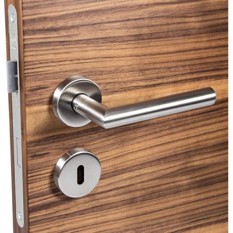 Poignée de porte en acier inoxydable. Robuste et durable, elle convient à une utilisation intérieure et extérieure sur les portes de maisons, salons, cuisines, chambres et salles de bains. Serrure à c