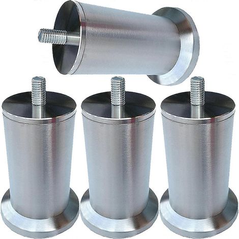 Pieds de meubles ronds en acier inoxydable de 40 cm, pieds de table en métal, adaptés aux canapés, armoires, etc., avec une finition brossée. (1/5)