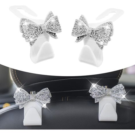 Set di 2 ganci per auto, ganci a forma di S per lo schienale del sedile dell'auto, adatti per appendere borse e vari oggetti, borse portaoggetti universali per il sedile posteriore dell'auto (bianchi) (1/4)
