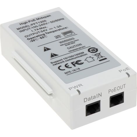 Dahua PFT1200 Injecteur Hi-PoE Noir pour Vidéosurveillance (1/2)
