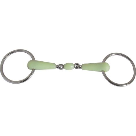 Mors 2 Anneaux Double Brisure - 1 Pièce - Résine et Inox - Goût Pomme - Équitation Dressage - 12,5 cm