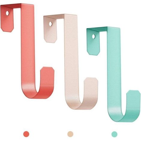 Haken-Set für die Tür, 3-teilig – Metall in Rot, Grün, Beige – Wandorganisator für Mäntel und Accessoires