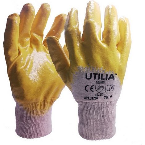 12PAIA GUANTI IN NITRILE/COTONE Col. Giallo tg. 9