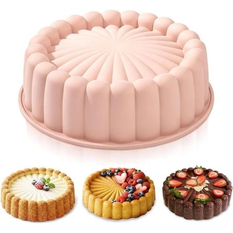 Moule en Silicone 20cm Moule à Gâteau Forme Fleurs Rose Qualité Alimentaire Silicone Sans BPA Antiadhésif Moule Gâteau en Forme 1pc (1/5)