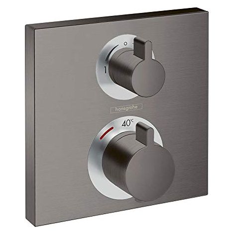 Hansgrohe Ecostat Square - Miscelatore termostatico ad incasso per 2 utenze, cromo nero spazzolato 15714340 (1/4)