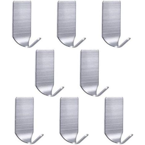 Lot de 8 crochets solides, crochets muraux étanches en acier inoxydable pour robe, serviette, porte-clés, sac de Noël, lumières, cuisine, salle de bain