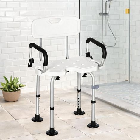 Chaise de douche réglable 6 hauteurs avec accoudoirs branco (1/5)
